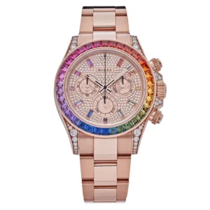 Rolex Daytona "Rainbow" Rose Gold Full Pave Sapphire Diamond Gem Set Dial & Bezel 116595RBOW