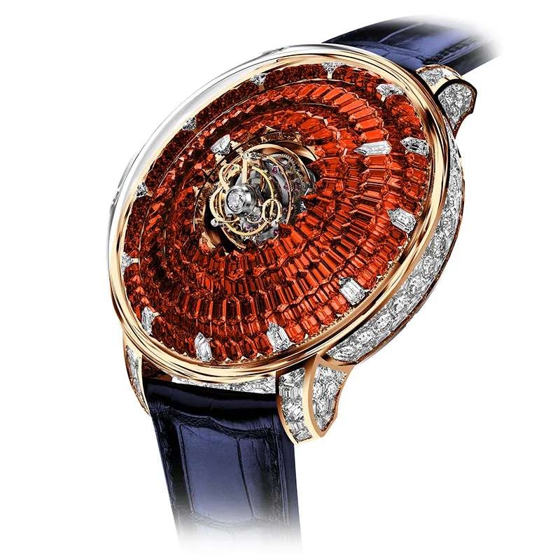 The Mystery Tourbillon Rose Gold Full Orange Sapphires on Strap Jacob & Co.