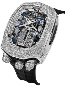 Stunning Bugatti Chiron Tourbillon Baguette White Gold on Strap Jacob & Co. 18k 10 Bugatti Chiron Tourbillon Baguette White Gold on Strap Jacob & Co.