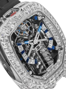 Stunning Bugatti Chiron Tourbillon Baguette White Gold on Strap Jacob & Co. 18k 8 Bugatti Chiron Tourbillon Baguette White Gold on Strap Jacob & Co.