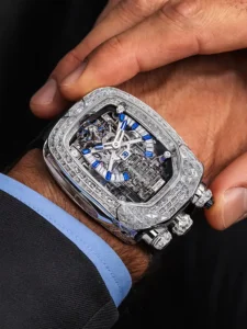Stunning Bugatti Chiron Tourbillon Baguette White Gold on Strap Jacob & Co. 18k 11 Bugatti Chiron Tourbillon Baguette White Gold on Strap Jacob & Co.
