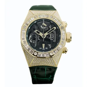 Audemars Piguet 26225BA.ZZ.D400CR.01 Royal Oak Concept Tourbillon Chronograph 44mm Openworked Diamond Set Yellow Gold Green Leather BRAND NEW