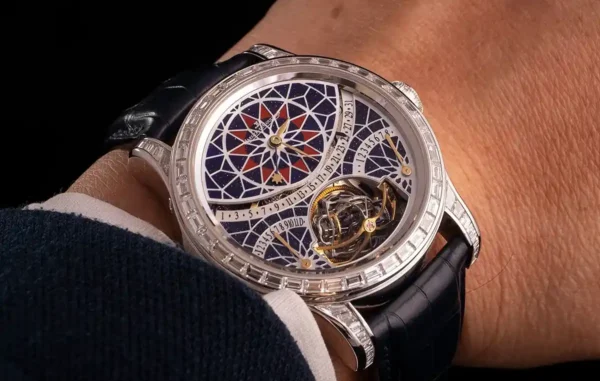 Jaeger-LeCoultre Calibre 177 Master Gyrotourbillon 1 6006406 Blue Aventurine Diamond Bezel Platinum Leather 43mm Manual-Winding BRAND NEW