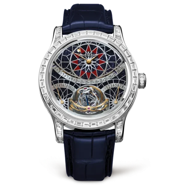 Jaeger-LeCoultre Calibre 177 Master Gyrotourbillon 1 6006406 Blue Aventurine Diamond Bezel Platinum Leather 43mm Manual-Winding BRAND NEW