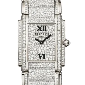 Patek Philippe Ladies Twenty~4 Ladies White Gold Pave Diamond Dial 4910/52G - BRAND NEW