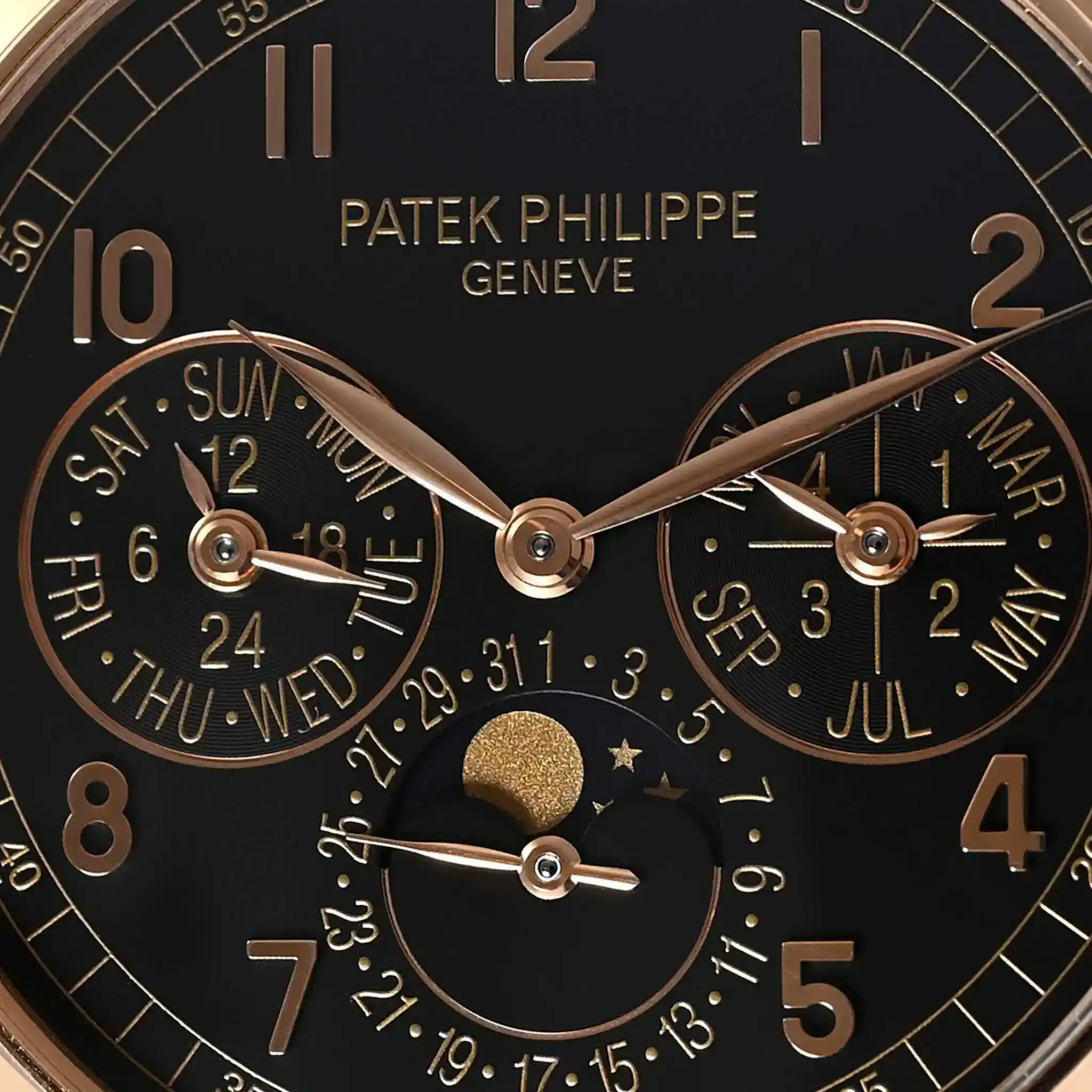 Luxury Patek Philippe 5074R-001 Grand Complications 7 Patek Philippe 5074R-001 Grand Complications Day-Date Annual Calendar Moon Phase 42mm Black Arabic Rose Gold Automatic BRAND NEW