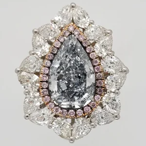 Scarselli 6.38 Carat Fancy Grayish Blue Natural Diamond Engagement Ring