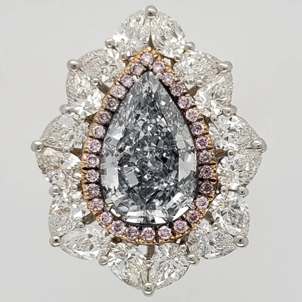 Scarselli 6.38 Carat Fancy Grayish Blue Natural Diamond Engagement Ring