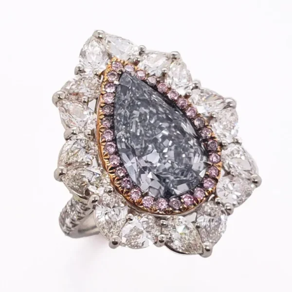 Scarselli 6.38 Carat Fancy Grayish Blue Natural Diamond Engagement Ring