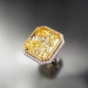 Scarselli 24.16 Carat Fancy Yellow Natural Diamond Engagement Ring