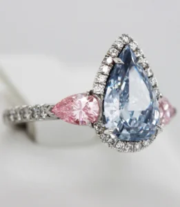 Scarselli 2.44 Carat Fancy Intense Blue and .71 Carat Fancy Pink Brilliant Natural Diamond Engagement Ring