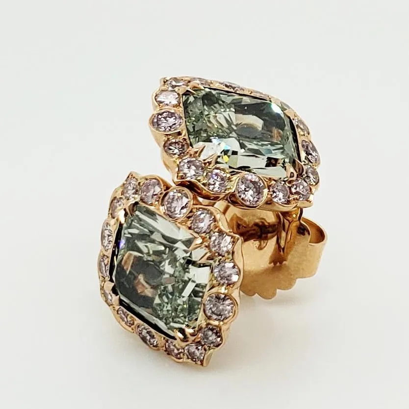 3 Carat Each Fancy Intense Yellow-Green Diamond Earrings 3 3 Carat Each Fancy Intense Yellow-Green Diamond Earrings