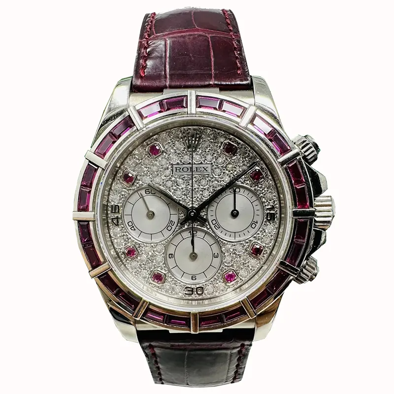 Rolex Daytona 16589 Zenith Ruby Bezel & Pave Diamond Dial 2 Rolex Daytona 16589 Zenith Ruby Bezel & Pave Diamond Dial