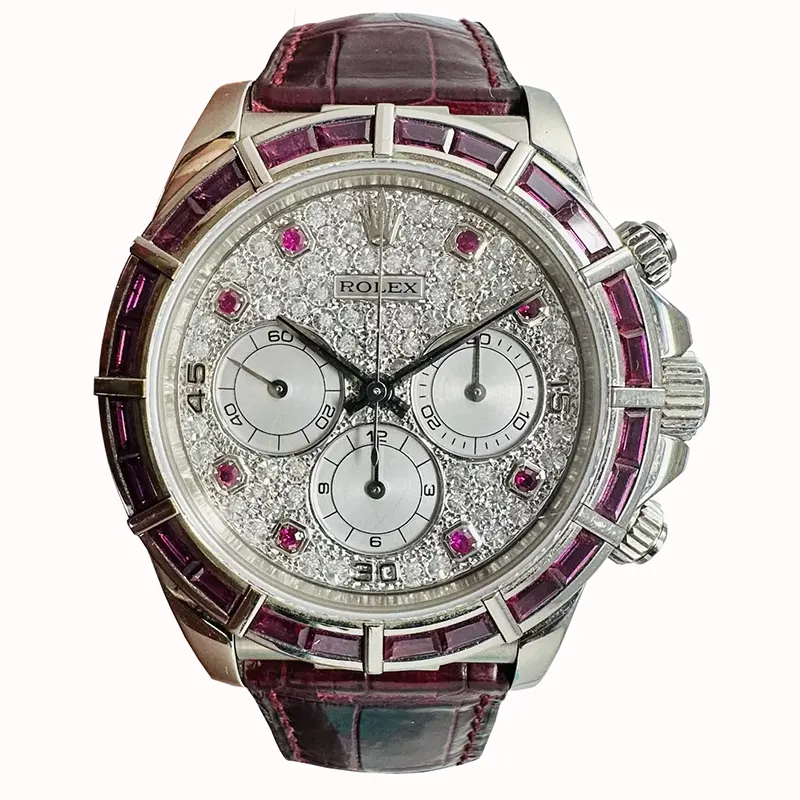 Rolex Daytona 16589 Zenith Ruby Bezel & Pave Diamond Dial 1 Rolex Daytona 16589 Zenith Ruby Bezel & Pave Diamond Dial