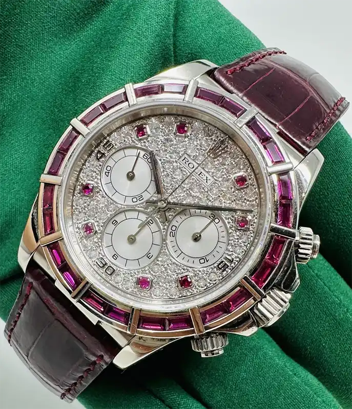 Rolex Daytona 16589 Zenith Ruby Bezel & Pave Diamond Dial 5 Rolex Daytona 16589 Zenith Ruby Bezel & Pave Diamond Dial