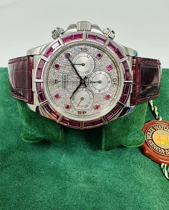 Rolex Daytona 16589 Zenith Ruby Bezel & Pave Diamond Dial 6 Rolex Daytona 16589 Zenith Ruby Bezel & Pave Diamond Dial