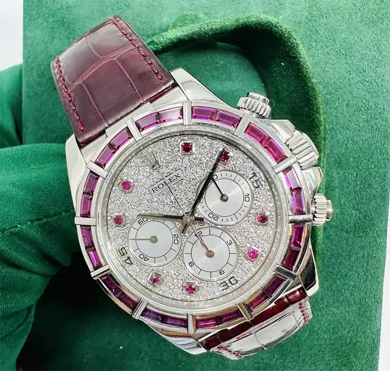 Rolex Daytona 16589 Zenith Ruby Bezel & Pave Diamond Dial 9 Rolex Daytona 16589 Zenith Ruby Bezel & Pave Diamond Dial