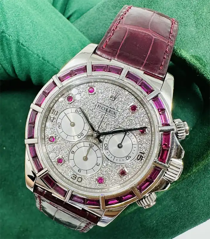 Rolex Daytona 16589 Zenith Ruby Bezel & Pave Diamond Dial 10 Rolex Daytona 16589 Zenith Ruby Bezel & Pave Diamond Dial