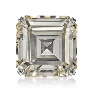 Treasure 64 Carat O-P SI1 Asscher Cut Diamond Solitaire Engagement Ring