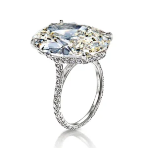Dulce 18 Carat K VS2 Oval Solitaire Diamond Ring with PAVE in Platinum. GIA Certified