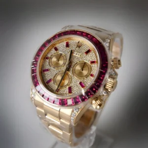 Rolex Daytona 126598TRU Yellow Gold Ruby Bezel Diamond Pave Dial