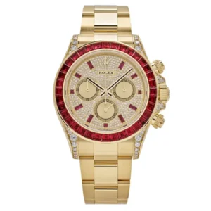 Rolex Daytona 126598TRU Yellow Gold Ruby Bezel Diamond Pave Dial