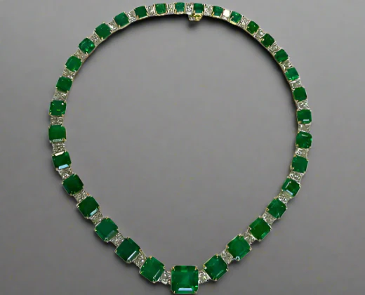 Luxury Rosemary 79.85 Carats Emerald Cut Emerald Gemstone Necklace in Platinum 2 Rosemary 79.85 Carats Emerald Cut Emerald Gemstone Necklace in Platinum