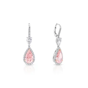 Ayla 7 Carat Pear Shape Earth Mined Carats Fancy Intense Pink Diamond Earrings GIA