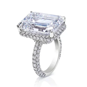 Kylie 23 Carat G VVS1 Earth Mined Emerald Cut Diamond Engagement Ring in Platinum. GIA Certified