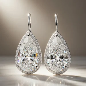 Rare GIA 20 Carat Pear Diamond Earrings Platinum & Gold