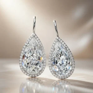 Rare GIA 20 Carat Pear Diamond Earrings Platinum & Gold