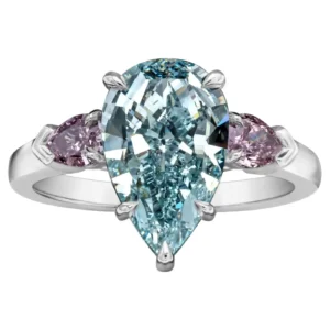 3.68 Carat Pear Blue Diamond Engagement Ring Platinum