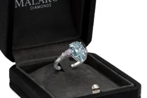3.68 Carat Pear Blue Diamond Engagement Ring Platinum