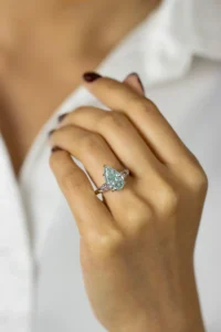 3.68 Carat Pear Blue Diamond Engagement Ring Platinum