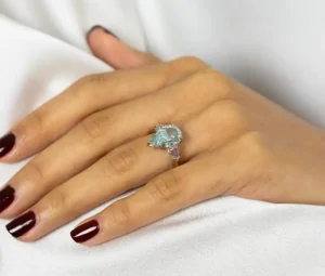 3.68 Carat Pear Blue Diamond Engagement Ring Platinum