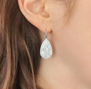 GIA 20 Carat Pear Diamond Earrings Platinum & Gold