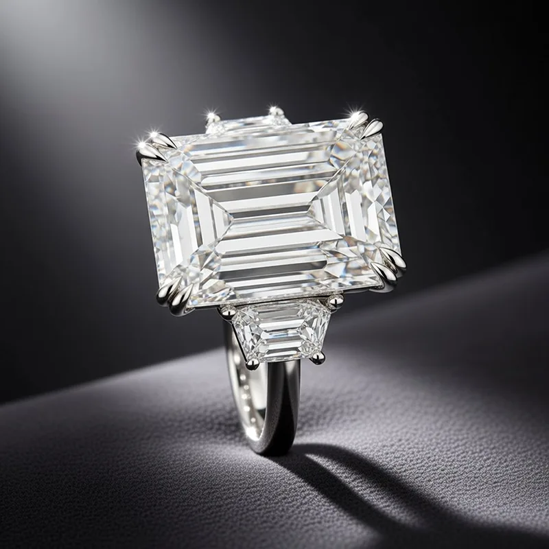 GIA 17 Ct Emerald Cut Diamond Ring 23 GIA 17 Ct Emerald Cut Diamond Ring