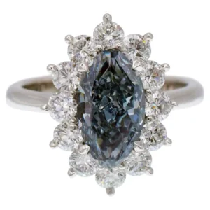 2.14 Ct GIA Grayish Blue Diamond Ring