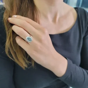 2.14 Ct GIA Grayish Blue Diamond Ring