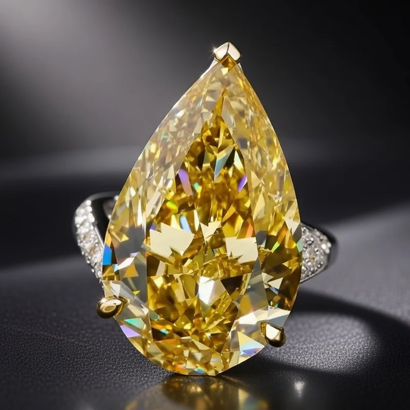 Rare GIA Yellow Diamond Pear Ring 25.33ct 18K Gold 24 GIA Yellow Diamond Pear Ring 25.33ct 18K Gold