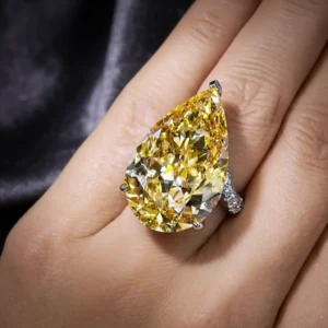 Rare GIA Yellow Diamond Pear Ring 25.33ct 18K Gold 9 GIA Yellow Diamond Pear Ring 25.33ct 18K Gold