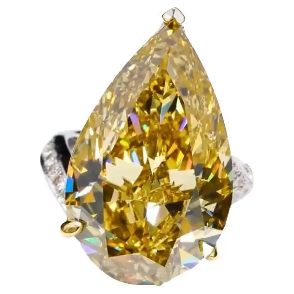 Rare GIA Yellow Diamond Pear Ring 25.33ct 18K Gold 2 GIA Yellow Diamond Pear Ring 25.33ct 18K Gold