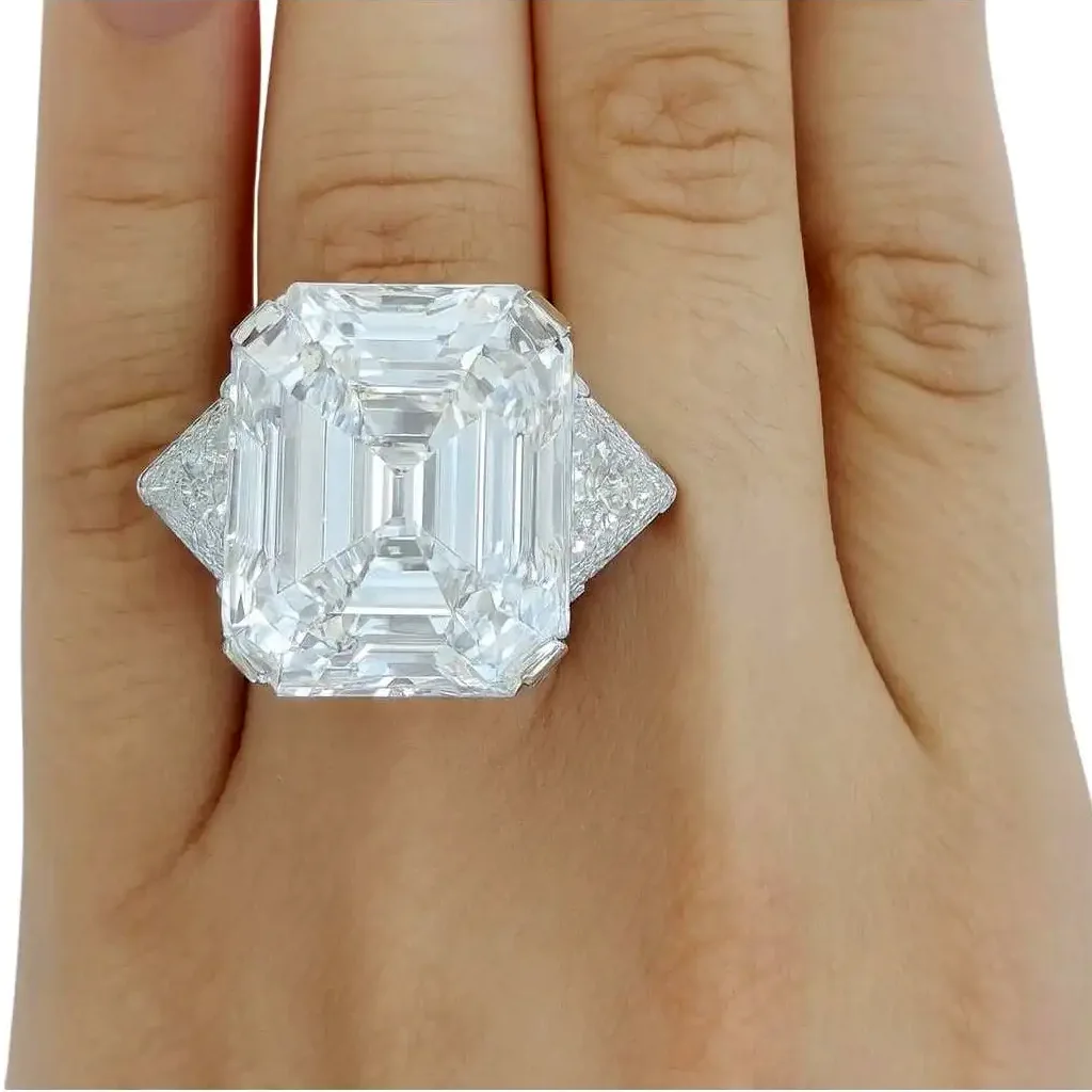Stunning 20.03ct D Color Old Emerald Cut Diamond Ring GIA 2 20.03ct D Color Old Emerald Cut Diamond Ring GIA
